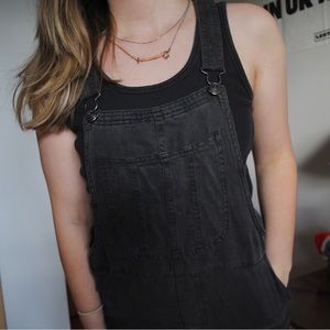 Aerie linen washed-black overalls